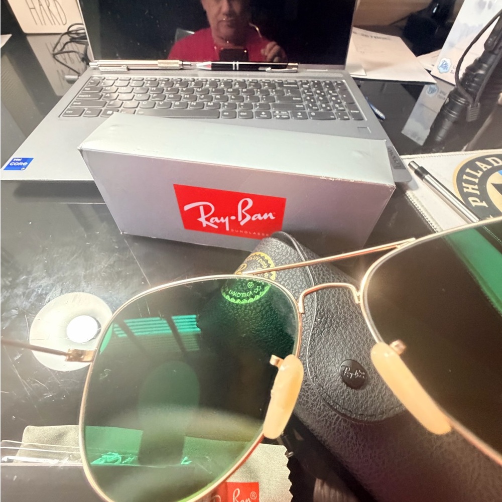 Ray-Ban Gold Mirror Aviator Sunglasses - Picture 13 of 16